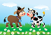 Мультяшный целовать коров в любви | Векторный клипарт