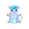 Корова в шляпе сидит с стакан молока | Векторный клипарт