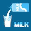 Молоко. Налейте молоко в стакан упаковки. Пакет молока | Векторный клипарт