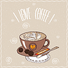 Чашка кофе с рисунком молочной пены | Векторный клипарт