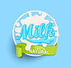 Молоко этикетки всплеск. натуральный | Векторный клипарт